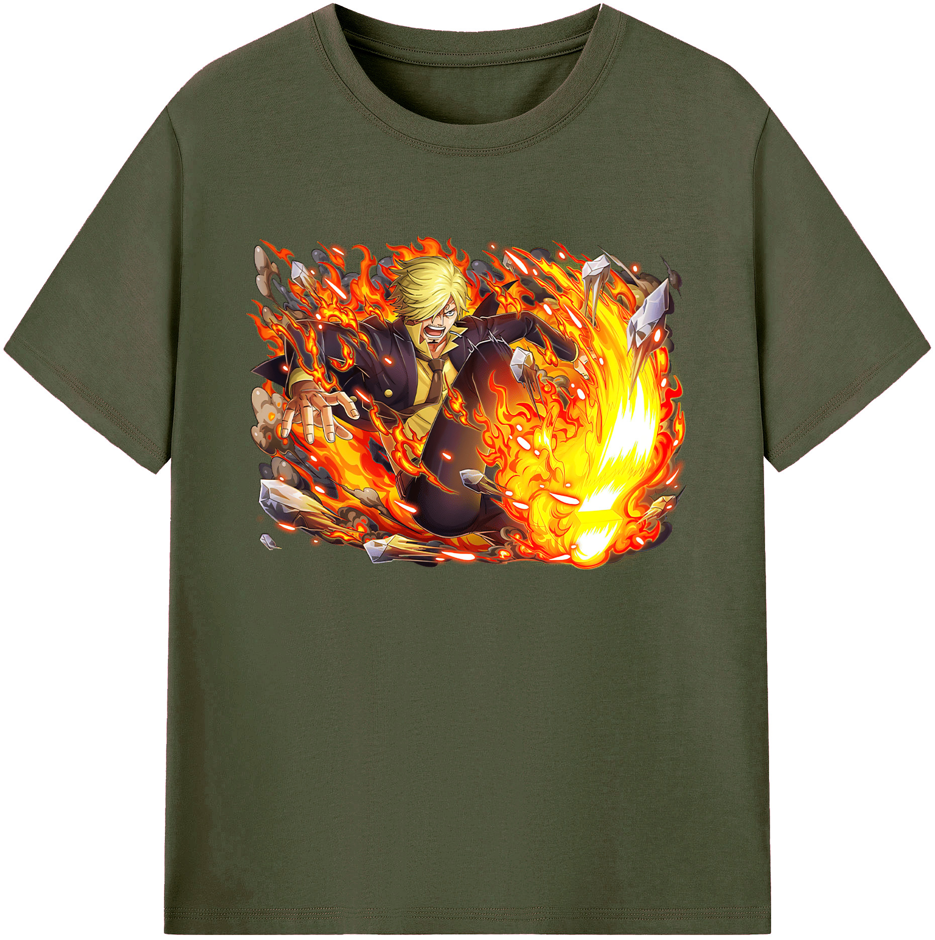 （画像用） ワンピース サンジ ONE PIECE Sanji 綿100％ メンズ半袖Tシャツ｜肌触りやわらか＆通気性